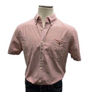 Ralph Lauren Red/White Striped Button Up Seersucker Shirt